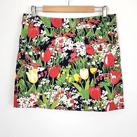 Tory Burch Dresses & Skirts - Tory Burch Skirt Multi Color Tulip Print Lined Mini Skirt Front Pockets Size 8